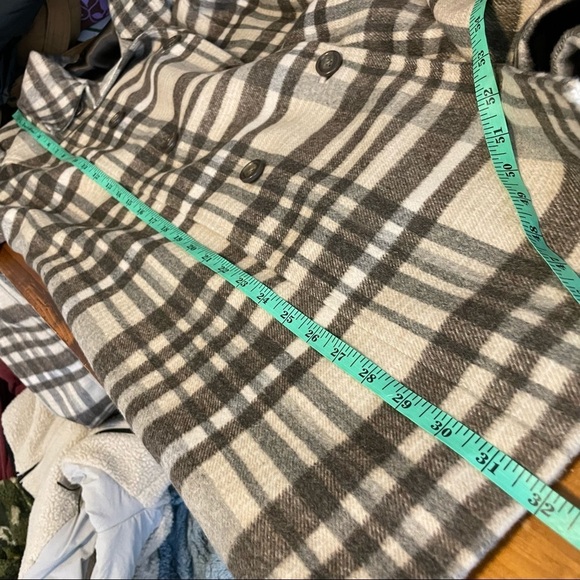 Sundance Brown Plaid Double Breasted Wool Blend Pea Coat Womens M - Picture 5 of 6